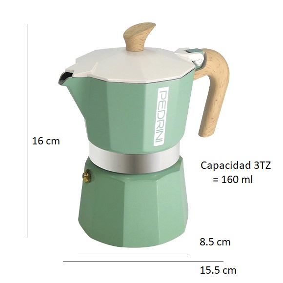Cafetera Moka Color Verde 3tz PEDRINI
