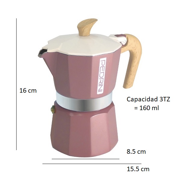 Cafetera Moka Color Rosa 3tz PEDRINI