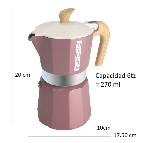 Cafetera Moka Color Rosa 6tz PEDRINI