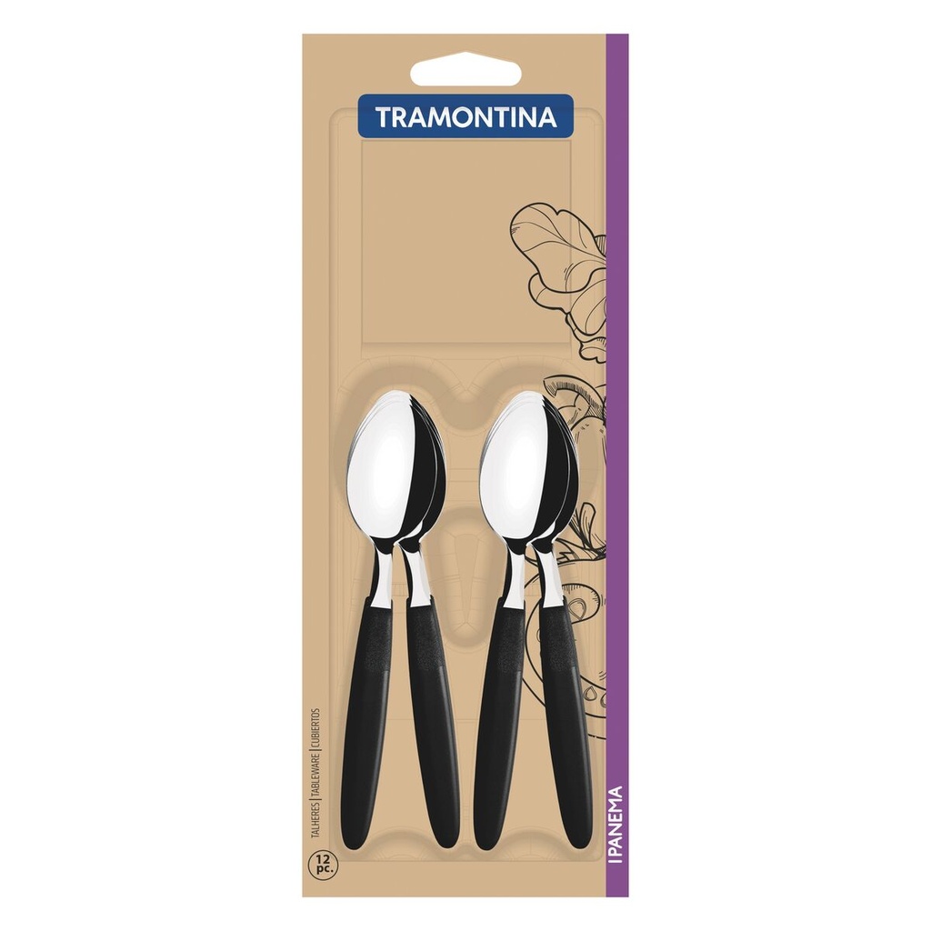 Ipanema Cucharita Negro De 12 Piezas TRAMONTINA 23367/900