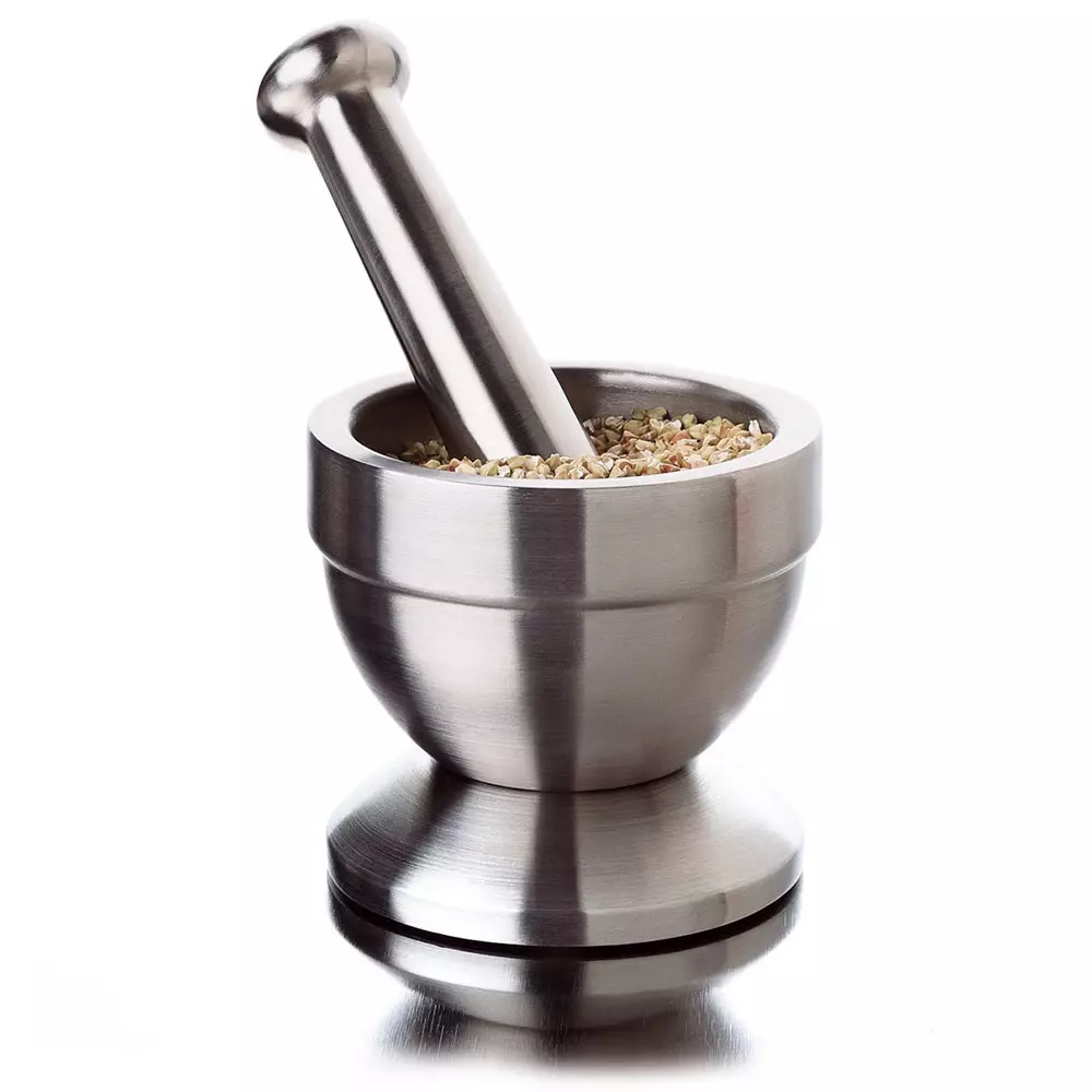 Mortero + Mazo De Acero Inoxidable FOCUS 8395