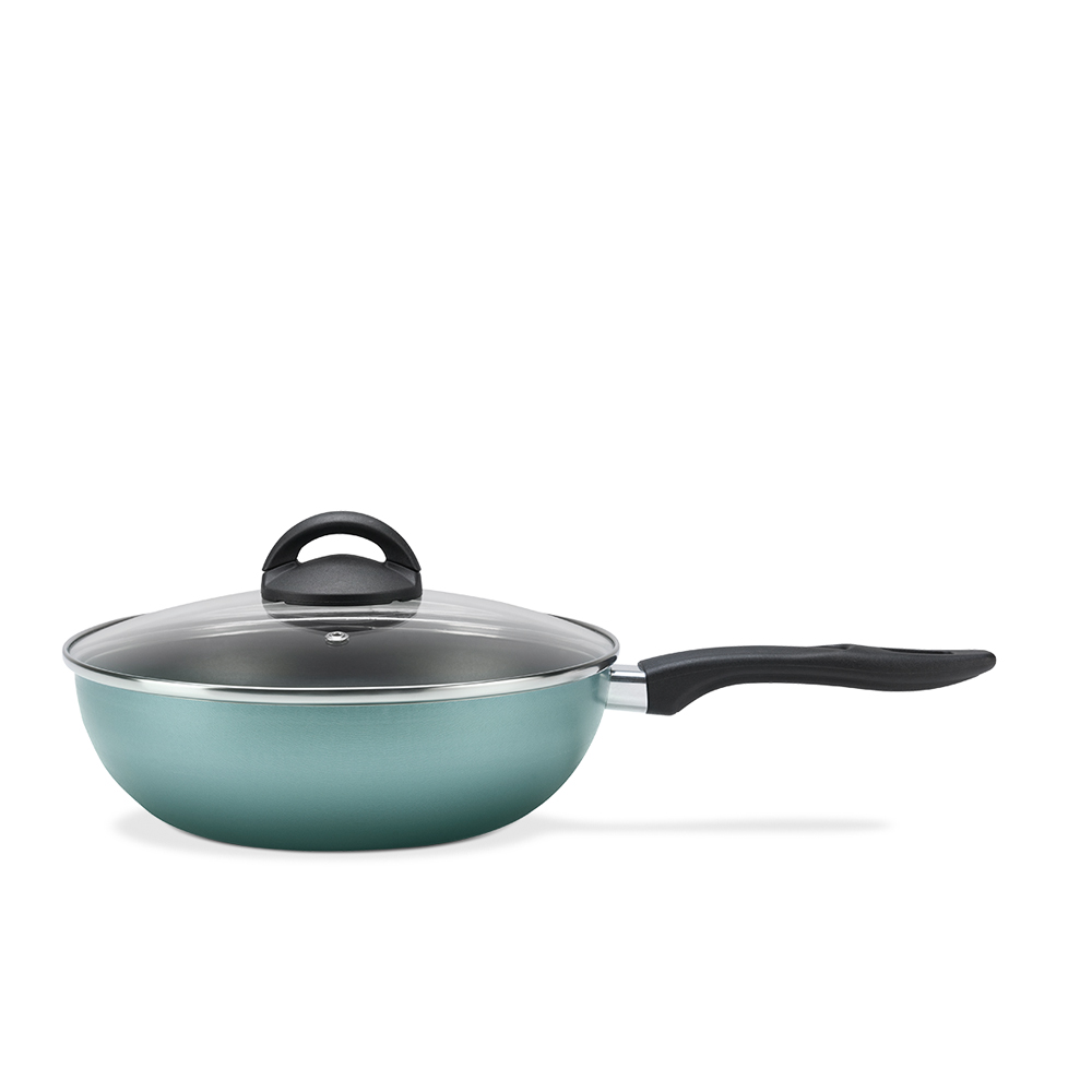 Sartén Wok Ø24cm Con Tapa Chilli Turquesa BRINOX 7013/173