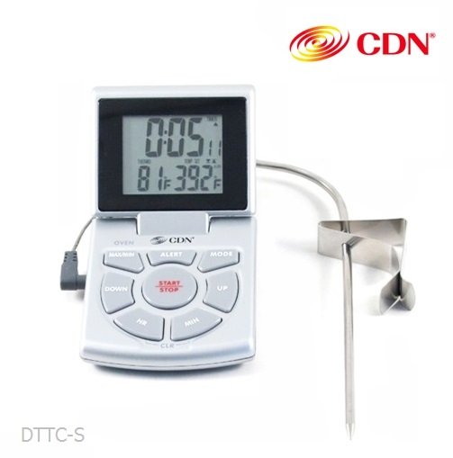 Termómetro, Temporizador Y Reloj De Sonda Combinados Plateado CDN DTTC-S