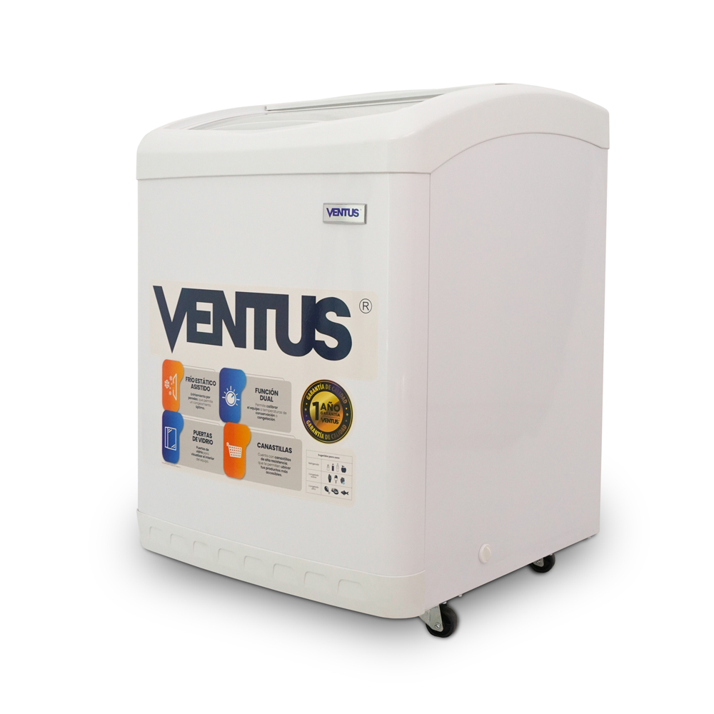 Congeladora Dual Horizontal Tapa Vidrio Curvo VENTUS CTV-160C