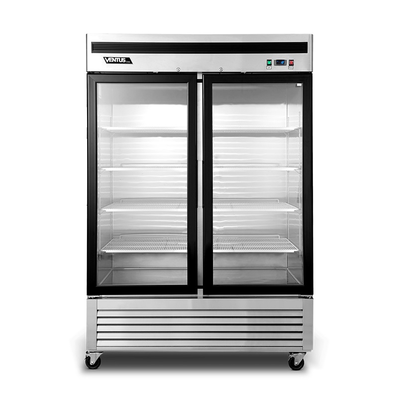 Freezer Acero Inox. 2 Ptas Vidrio VENTUS VF2PS-1400V