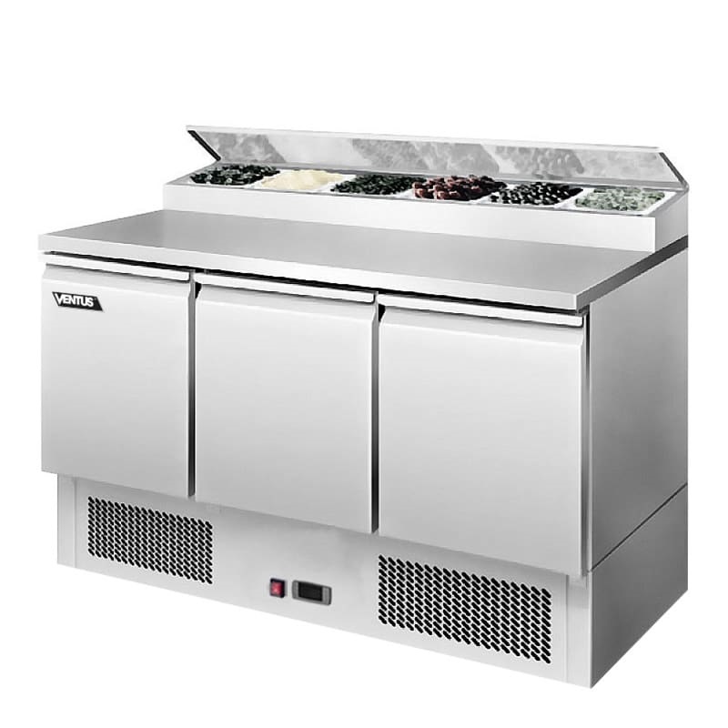 Meson Saladette 3 Puertas Cubierta De Acero Inox VENTUS VMRSL-375